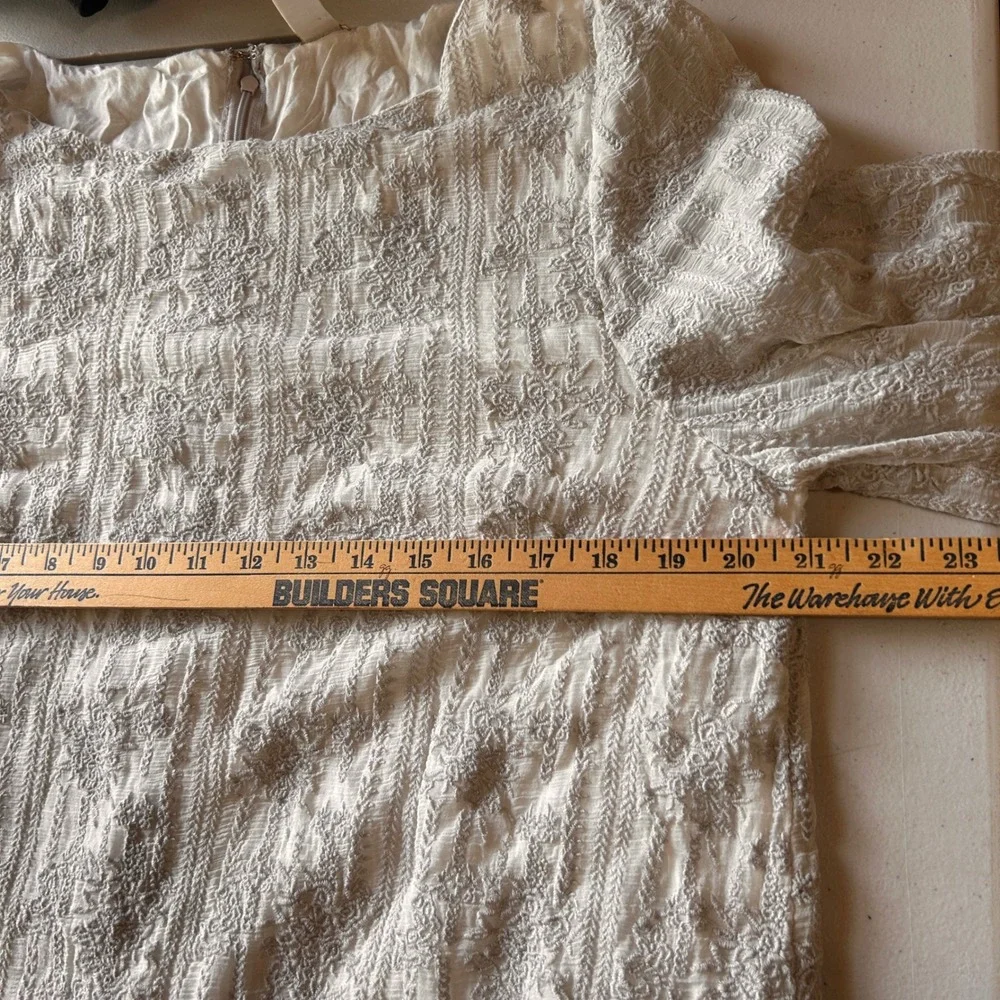Sundance Catalog Silver Gray Emma‎ Graceful Dress embroidery poet sleeves XXL - Picture 4 of 5